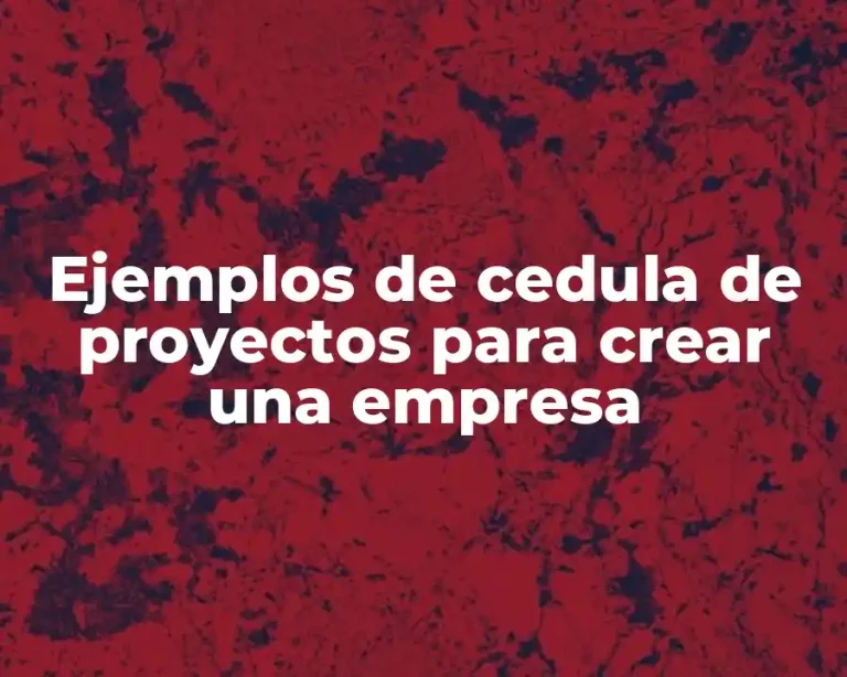Ejemplos de cedula de proyectos para crear una empresa