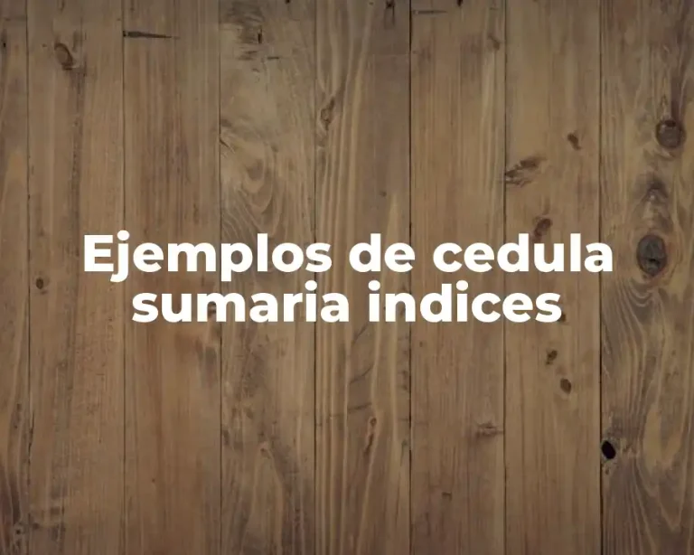 Ejemplos de cedula sumaria indices