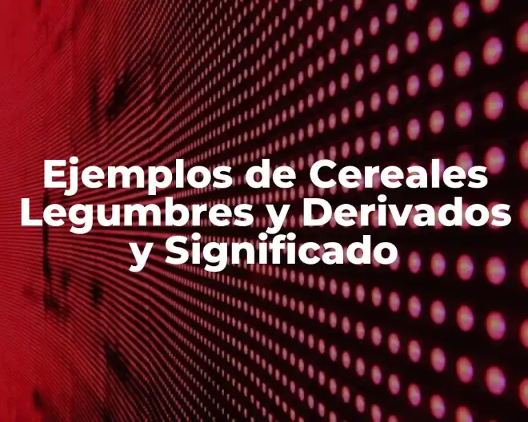 Ejemplos de Cereales Legumbres y Derivados y Significado