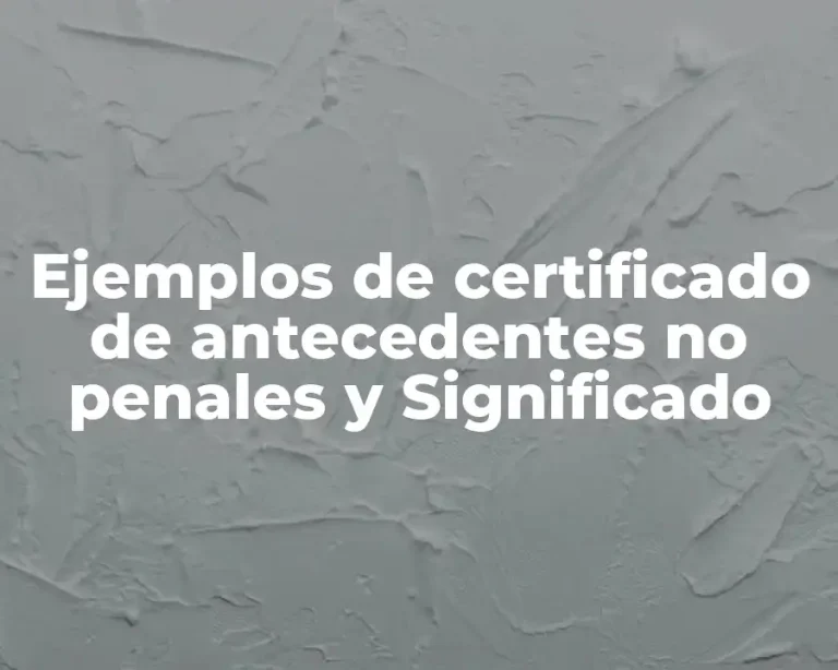 Ejemplos de certificado de antecedentes no penales y Significado