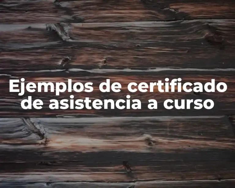 Ejemplos de certificado de asistencia a curso