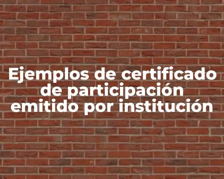 Ejemplos de certificado de participación emitido por institución