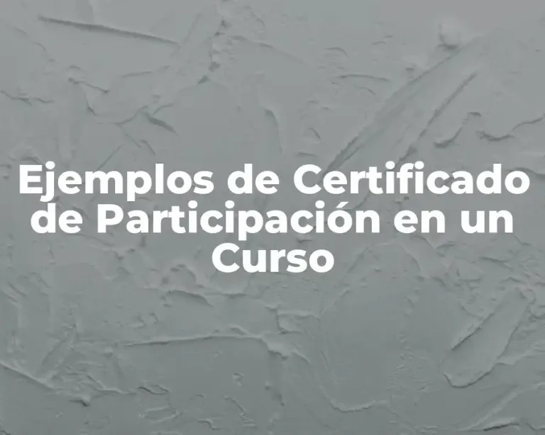 Ejemplos de Certificado de Participación en un Curso