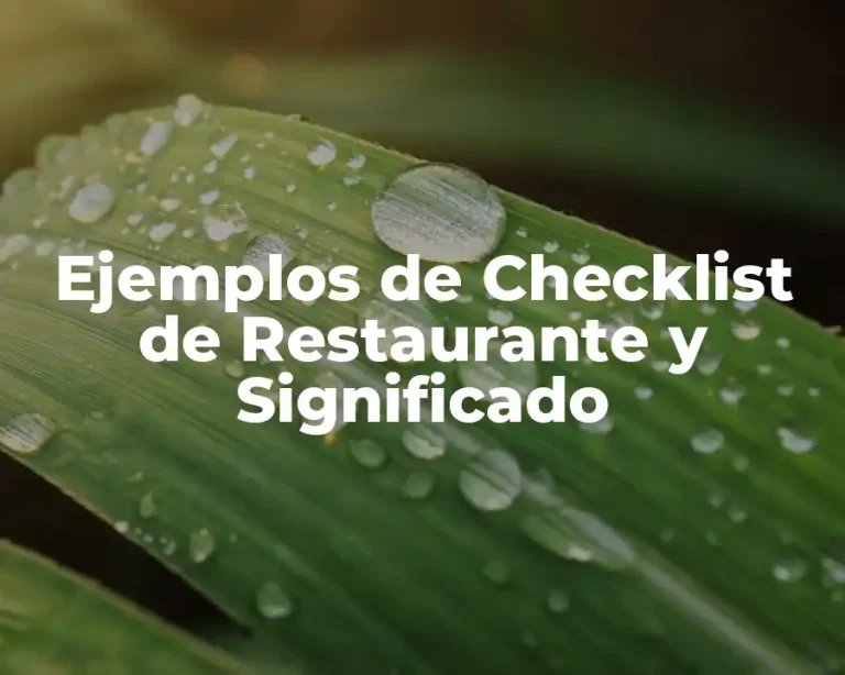 Ejemplos de Checklist de Restaurante y Significado