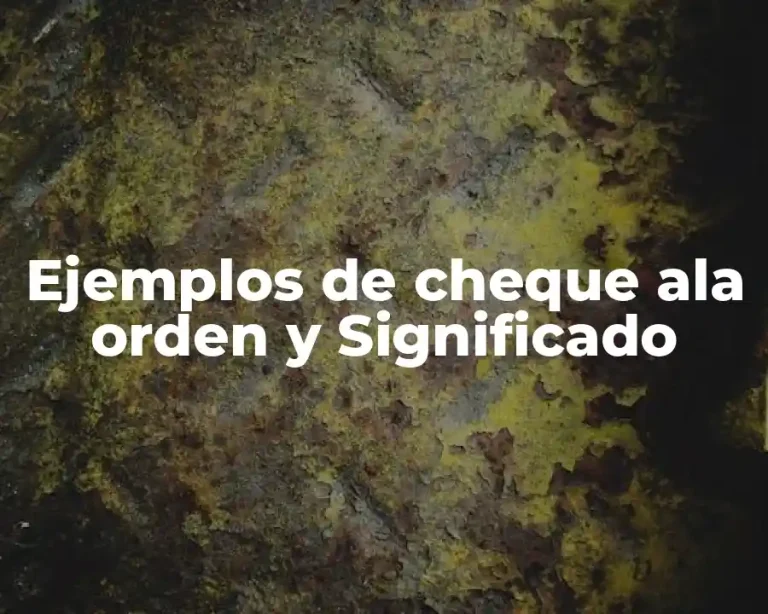 Ejemplos de cheque ala orden y Significado