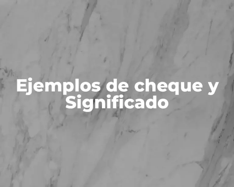Ejemplos de cheque y Significado