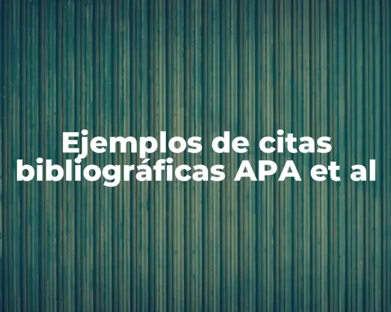 Ejemplos de citas bibliográficas APA et al