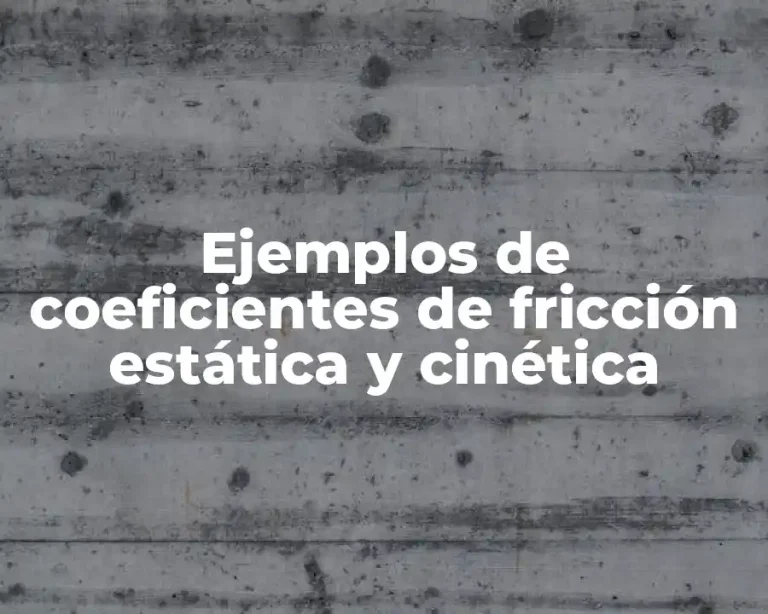Ejemplos de coeficientes de fricción estática y cinética