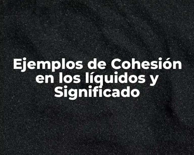 Ejemplos de Cohesión en los líquidos y Significado