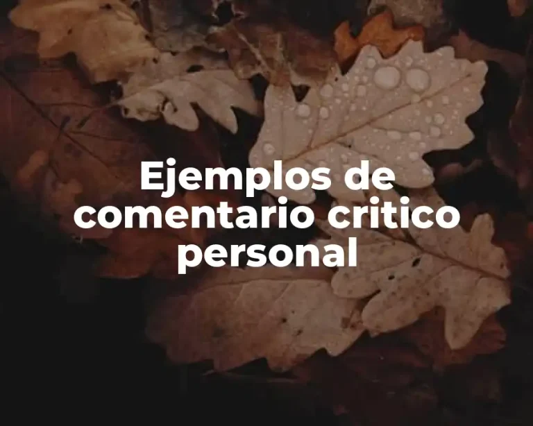 Ejemplos de comentario critico personal