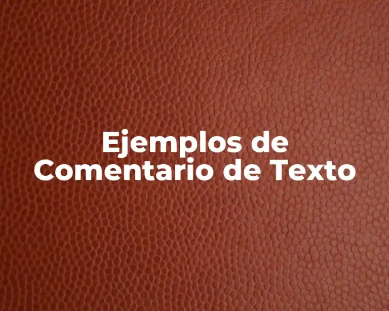 Ejemplos de Comentario de Texto