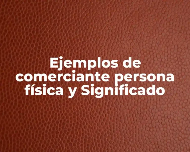 Ejemplos de comerciante persona física y Significado