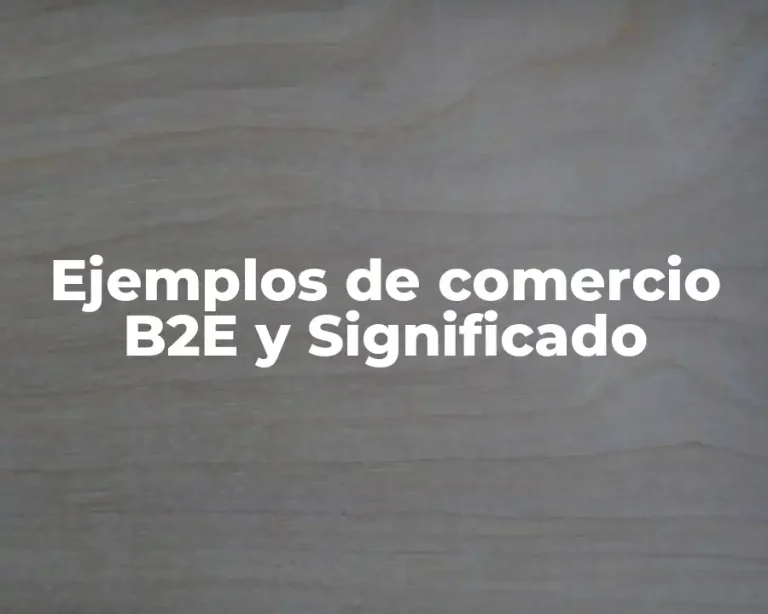 Ejemplos de comercio B2E y Significado