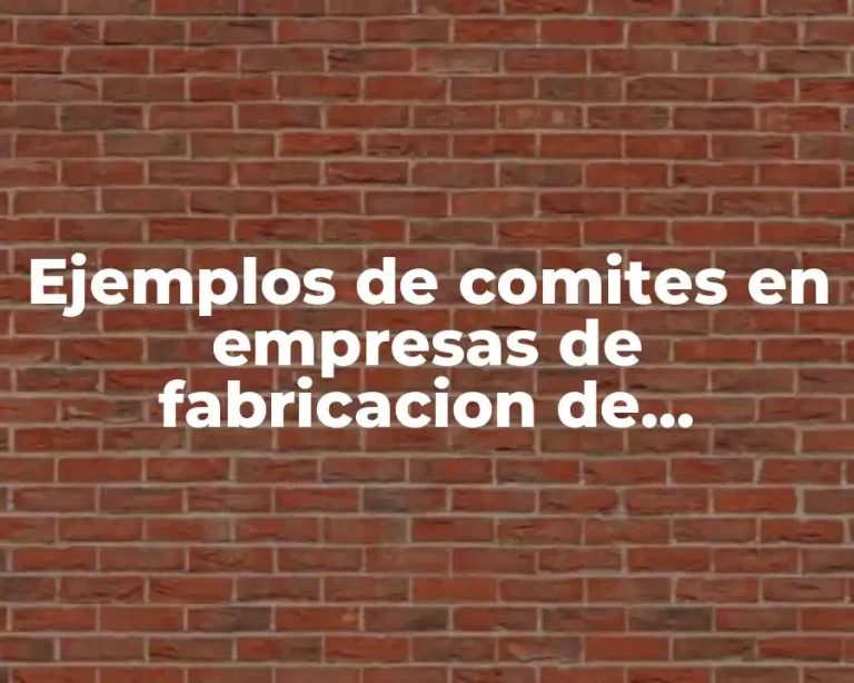 Ejemplos de comites en empresas de fabricacion de productos