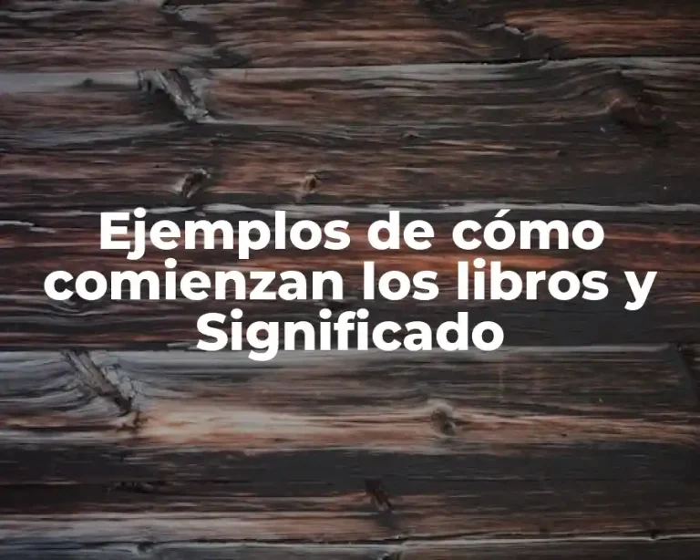 Ejemplos de cómo comienzan los libros y Significado