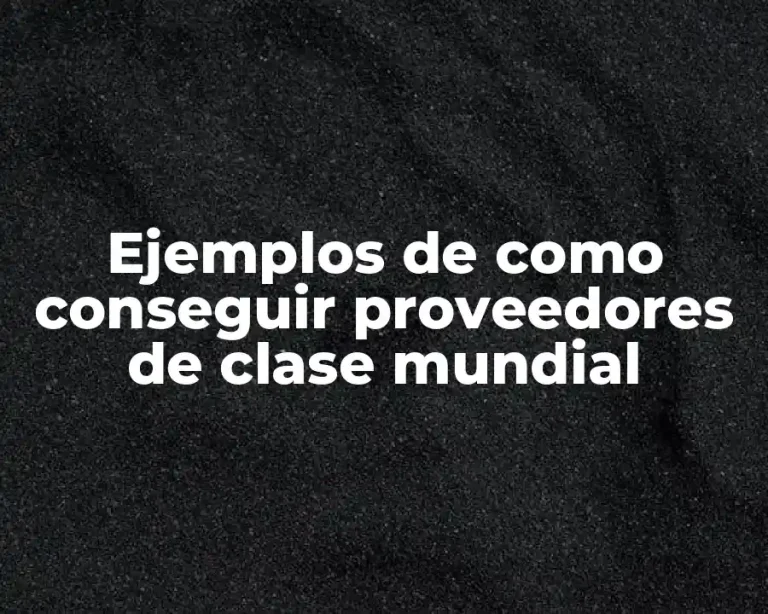 Ejemplos de como conseguir proveedores de clase mundial