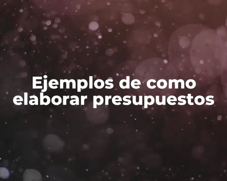 Ejemplos de como elaborar presupuestos