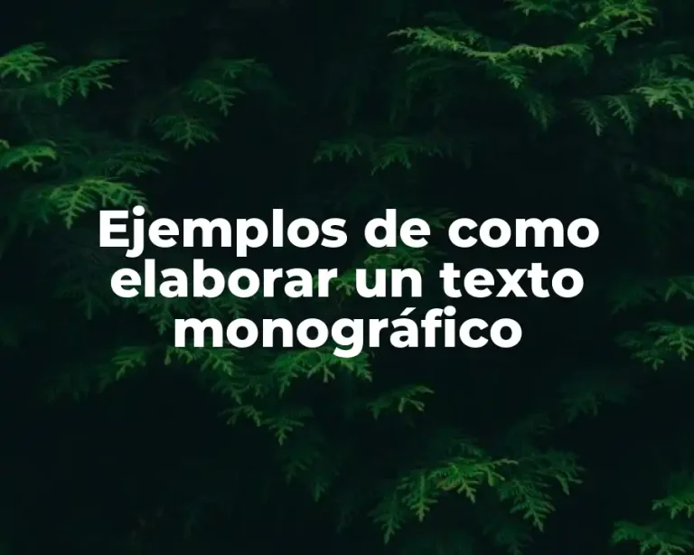 Ejemplos de como elaborar un texto monográfico