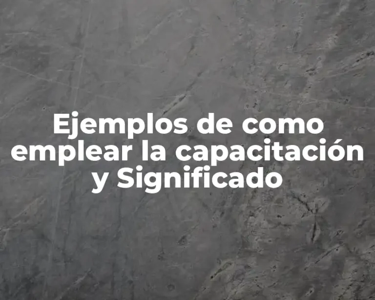 Ejemplos de como emplear la capacitación y Significado