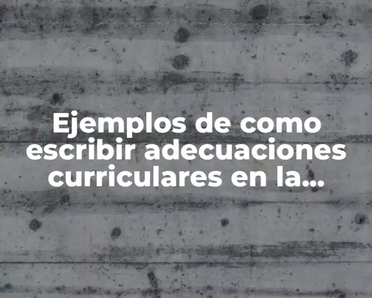 Ejemplos de como escribir adecuaciones curriculares en la planeación