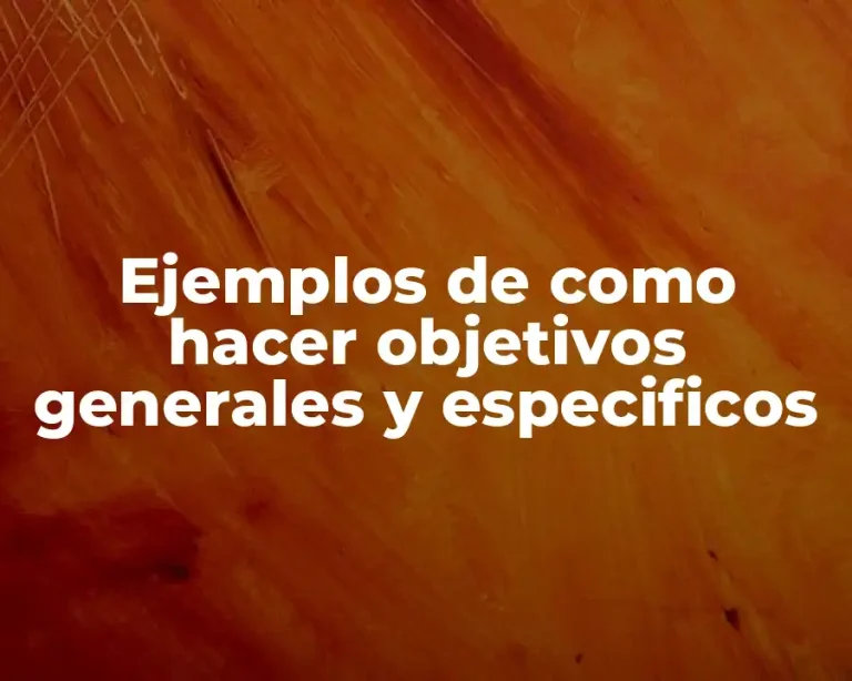 Ejemplos de como hacer objetivos generales y especificos