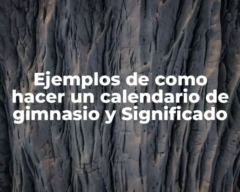 Ejemplos de como hacer un calendario de gimnasio y Significado
