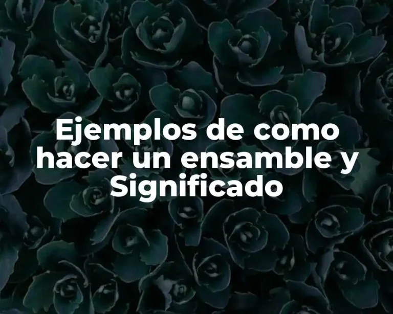 Ejemplos de como hacer un ensamble y Significado
