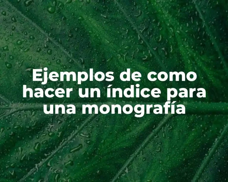 Ejemplos de como hacer un índice para una monografía