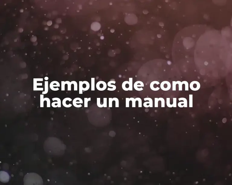 Ejemplos de como hacer un manual