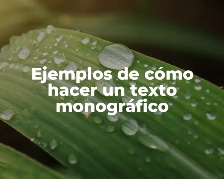 Ejemplos de cómo hacer un texto monográfico