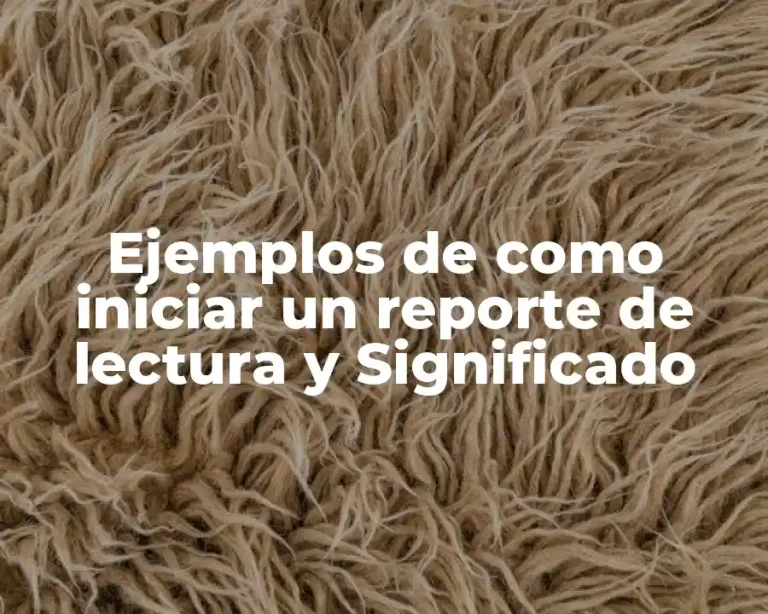 Ejemplos de como iniciar un reporte de lectura y Significado