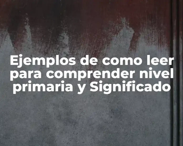 Ejemplos de como leer para comprender nivel primaria y Significado