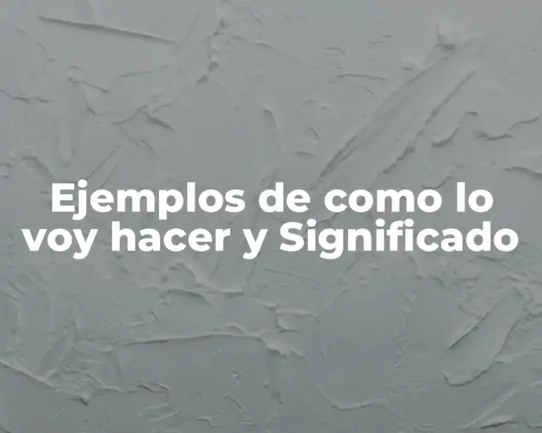 Ejemplos de como lo voy hacer y Significado