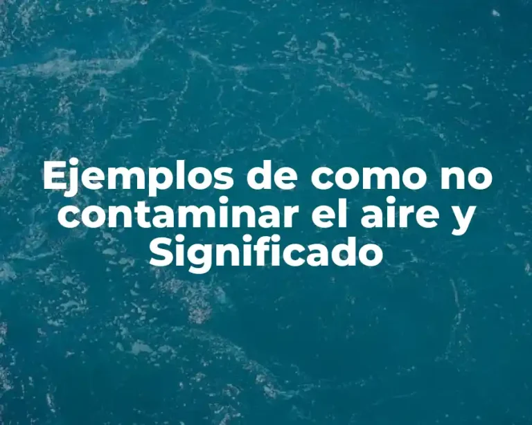 Ejemplos de como no contaminar el aire y Significado