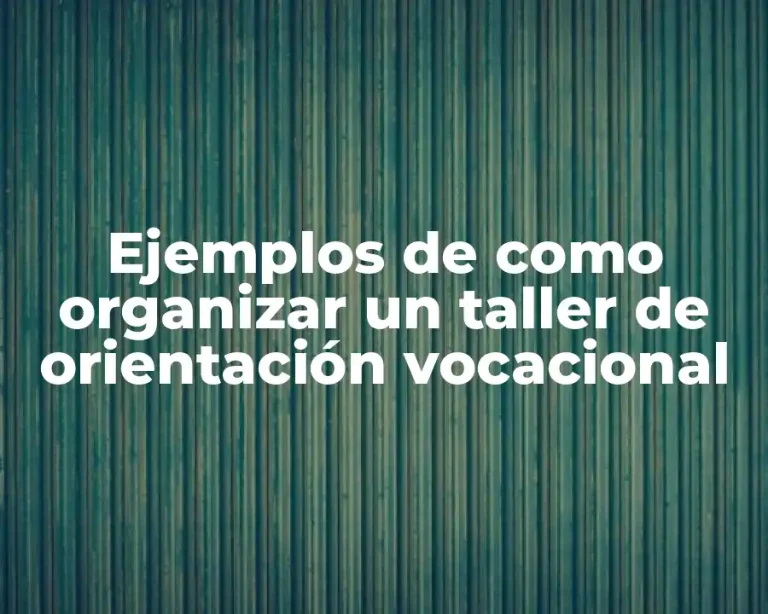 Ejemplos de como organizar un taller de orientación vocacional