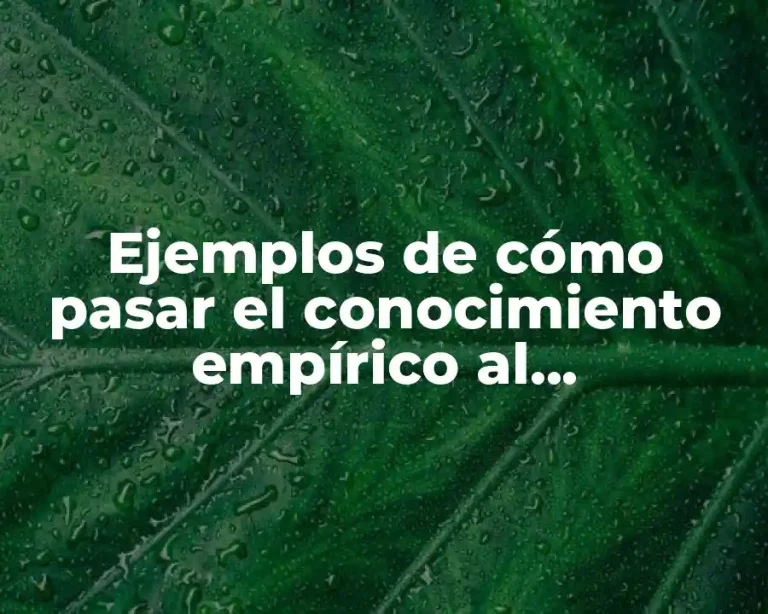 Ejemplos de cómo pasar el conocimiento empírico al conocimiento científico