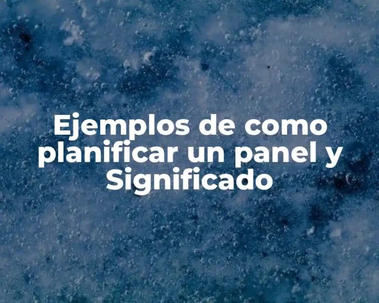 Ejemplos de como planificar un panel y Significado