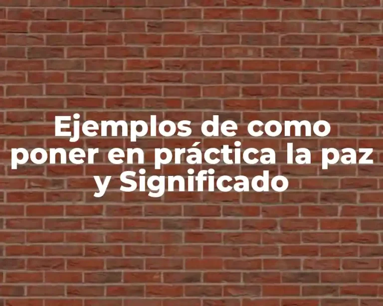 Ejemplos de como poner en práctica la paz y Significado