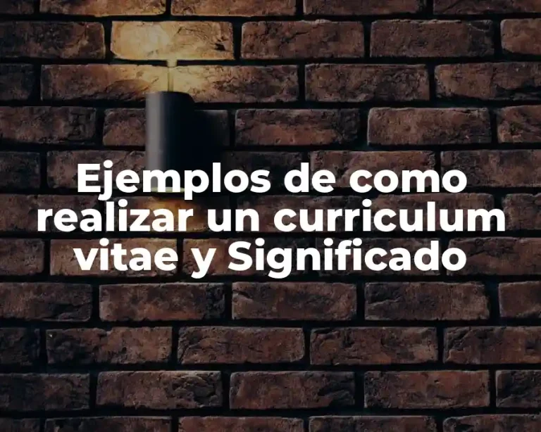 Ejemplos de como realizar un curriculum vitae y Significado
