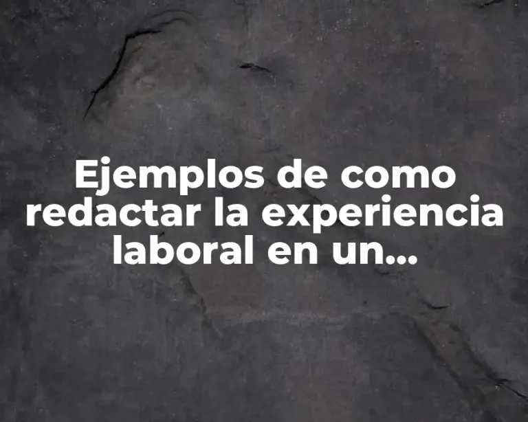 Ejemplos de como redactar la experiencia laboral en un currículum