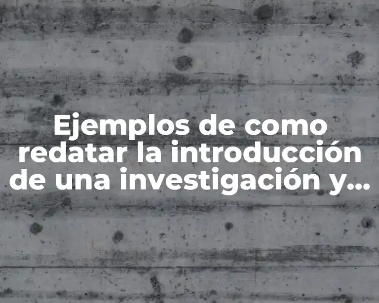 Ejemplos de como redatar la introducción de una investigación y Significado