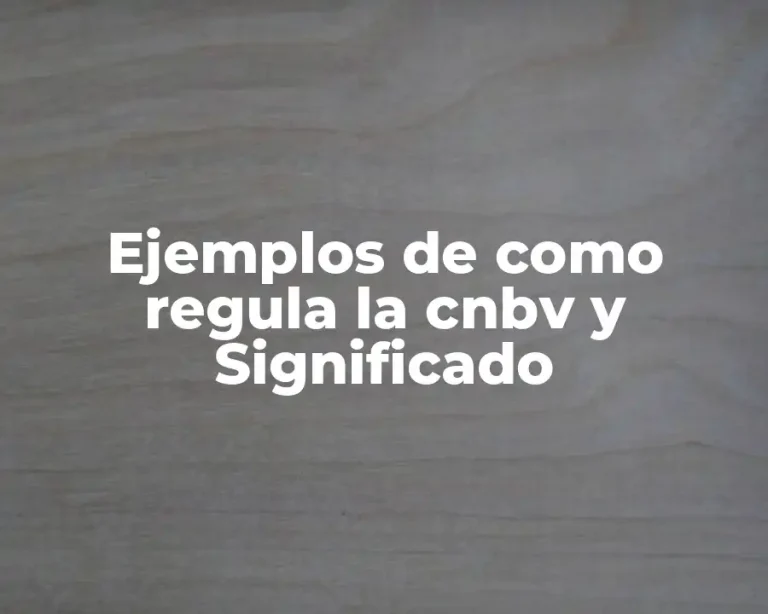 Ejemplos de como regula la cnbv y Significado