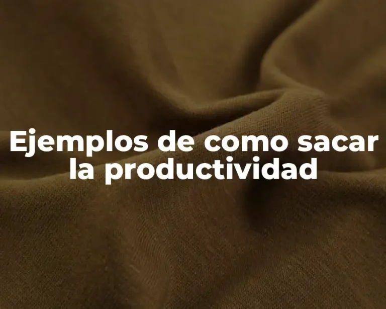 Ejemplos de como sacar la productividad