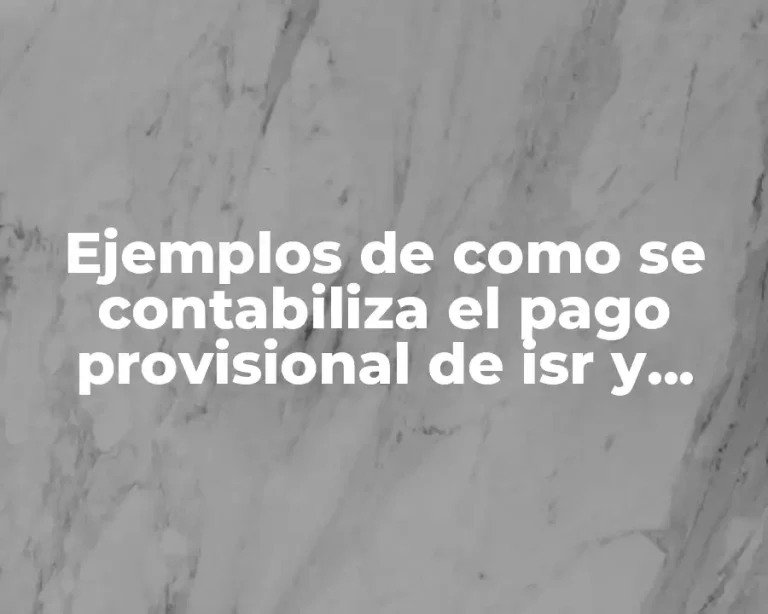 Ejemplos de como se contabiliza el pago provisional de isr y Significado