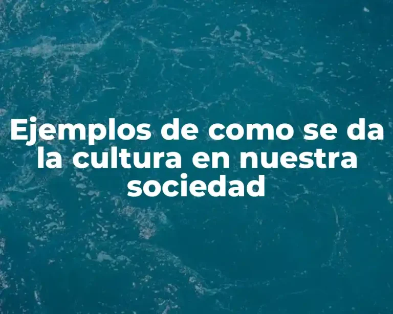Ejemplos de como se da la cultura en nuestra sociedad