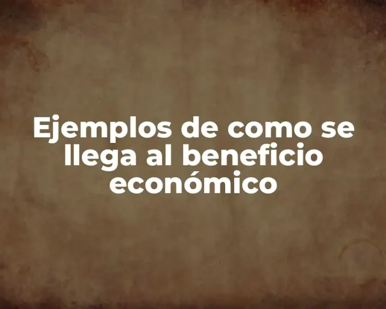Ejemplos de como se llega al beneficio económico