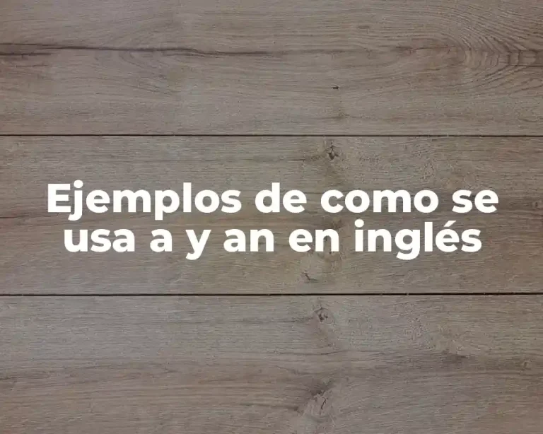 Ejemplos de como se usa a y an en inglés