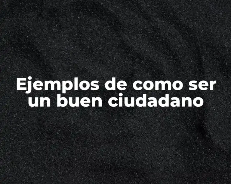 Ejemplos de como ser un buen ciudadano