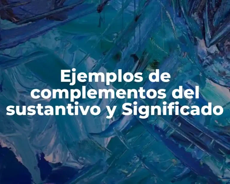 Ejemplos de complementos del sustantivo y Significado