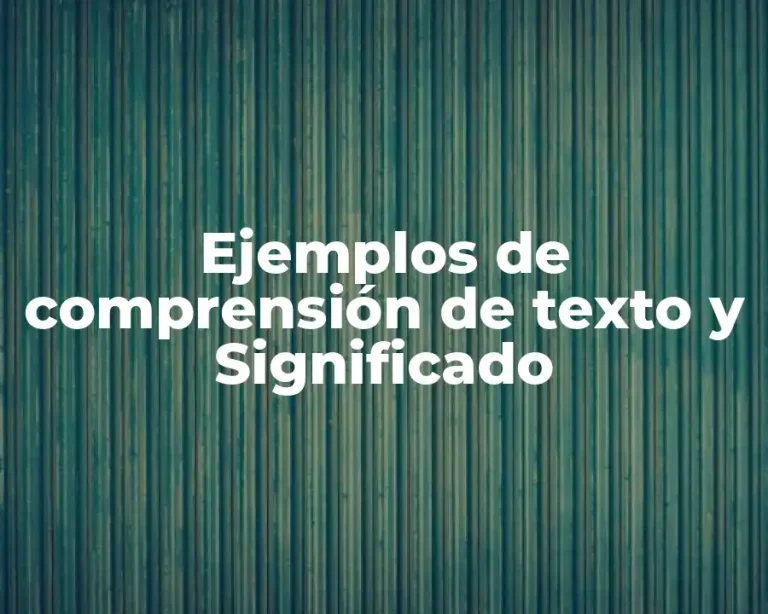 Ejemplos de comprensión de texto y Significado